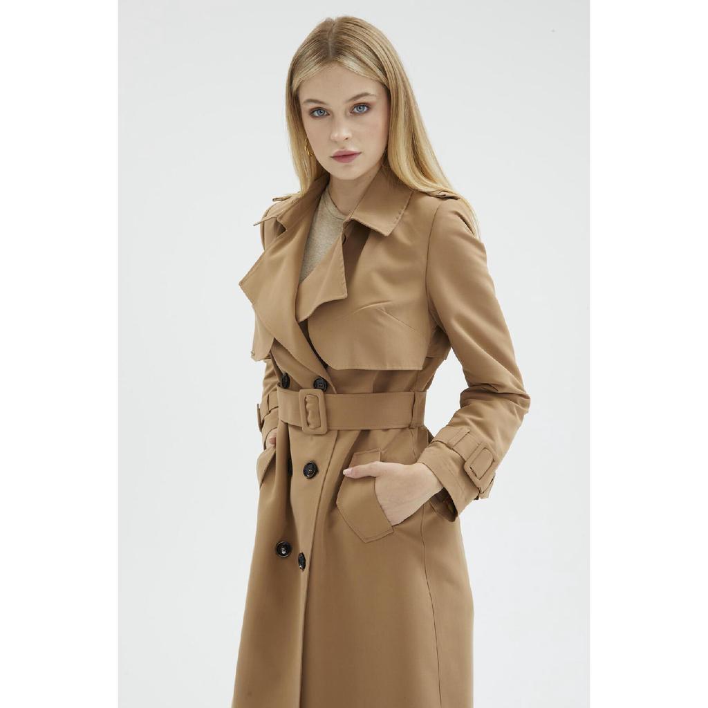 Тренч из норки с воротником и рукавами 12667