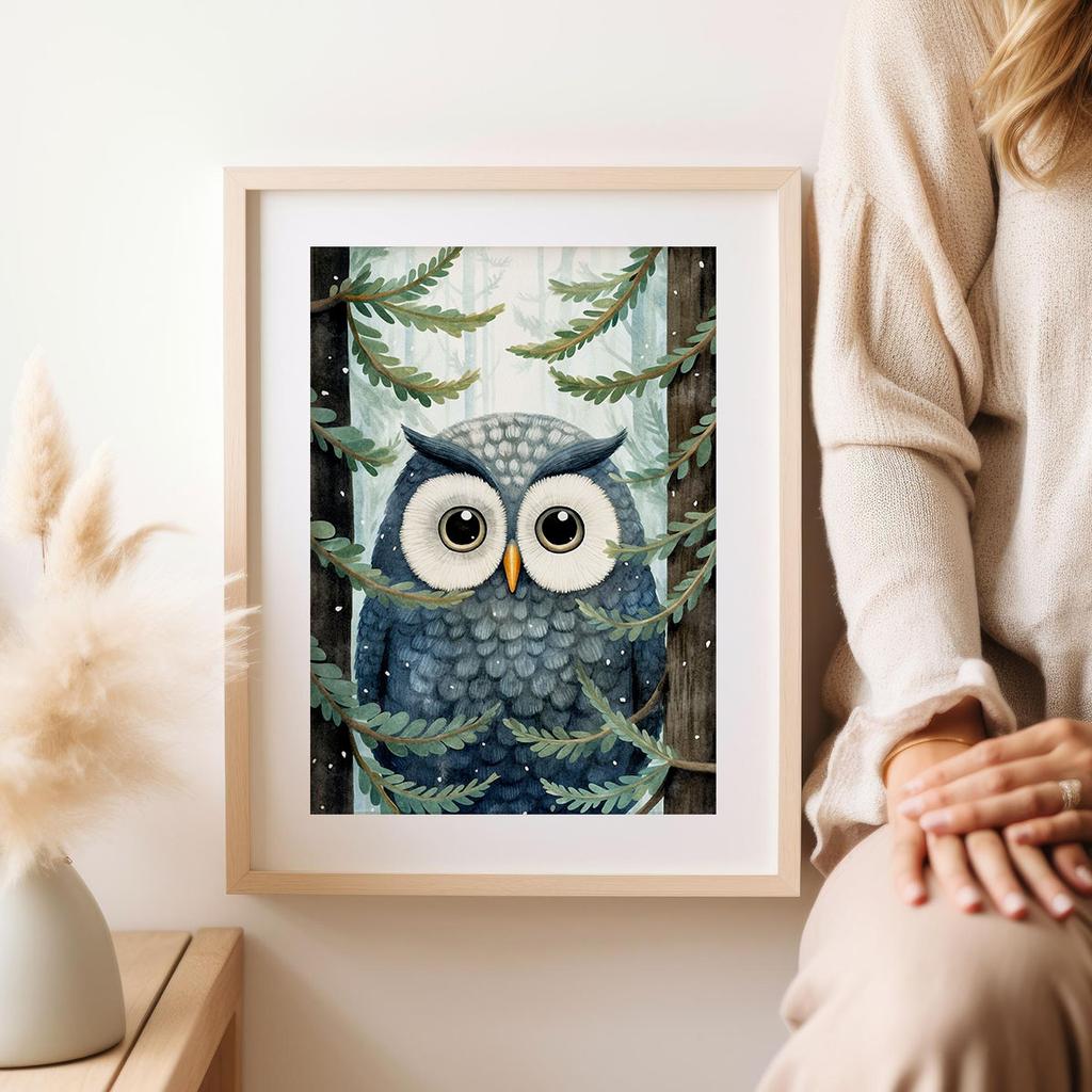 Постер для ребенка сова лес