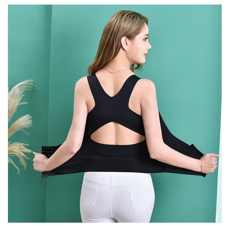 Postpartum Slimming Waist Trainer Bra Vest with Chest Pads and Anti-Hunchback Support