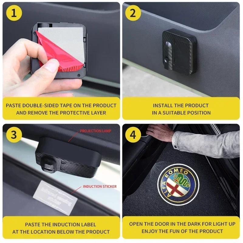 CQSUV1 Car Stickers For Alfa Romeo Car Door Welcome Light Led HD Projector Lamp For Alfa Romeo 159 Giulietta Giulia 147 Mito 156 Stelvi