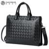 Мужская сумка, модная, первый слой, воловья кожа, клетчатая, компьютерная сумка, деловая, большая вместимость, многофункциональная, одинарная сумка