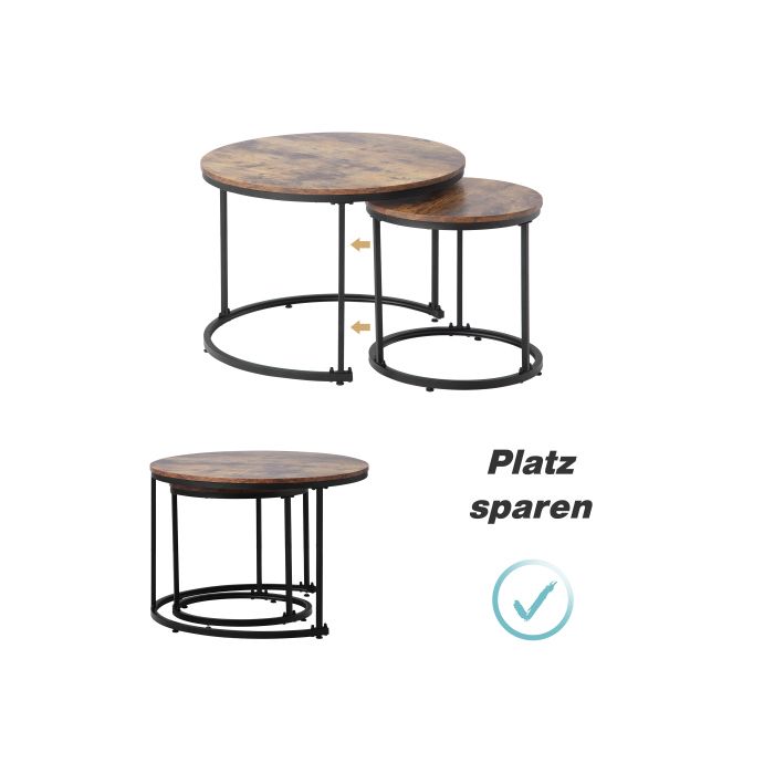 Table basse ronde - MUVOE - Lot de 2 - MDF - Métal - Design moderne