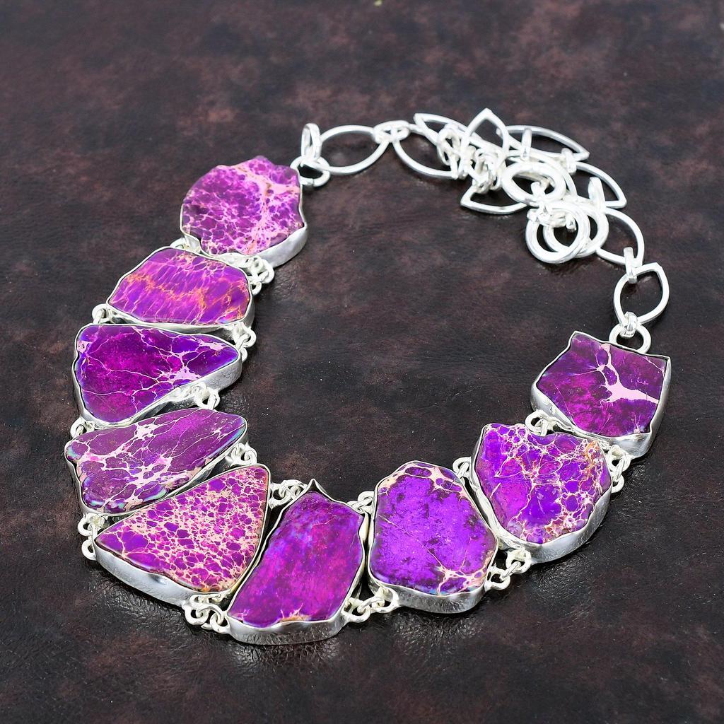 Ожерелье из яшмы с фиолетовым морским осадком, ювелирные изделия из драгоценных камней, ожерелье ручной работы, ожерелье из стерлингового серебра 925 пробы, регулируемая цепочка, ожерелье, подарок для женщин