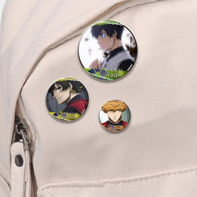 32/44/58 мм синяя брошь с HD-принтом, значок в виде аниме-фигурки из мультфильма Hyoma Chigirl Seishiro Nagi, круглые броши-булавки на лацкан, ювелирные изделия в подарок