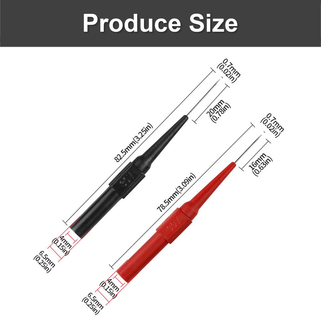 Точный металлический автомобильный тестовый наконечник с двухцветными прокалывающими щупами для изоляции, удобный в использовании для проверки цепей мультиметром.