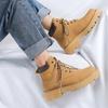 British Style Thick Soled High Top Boots Men Leather Shoes Fashion Motorcycle Ankle Boots Winter Boots Man Popular Yellow Boots