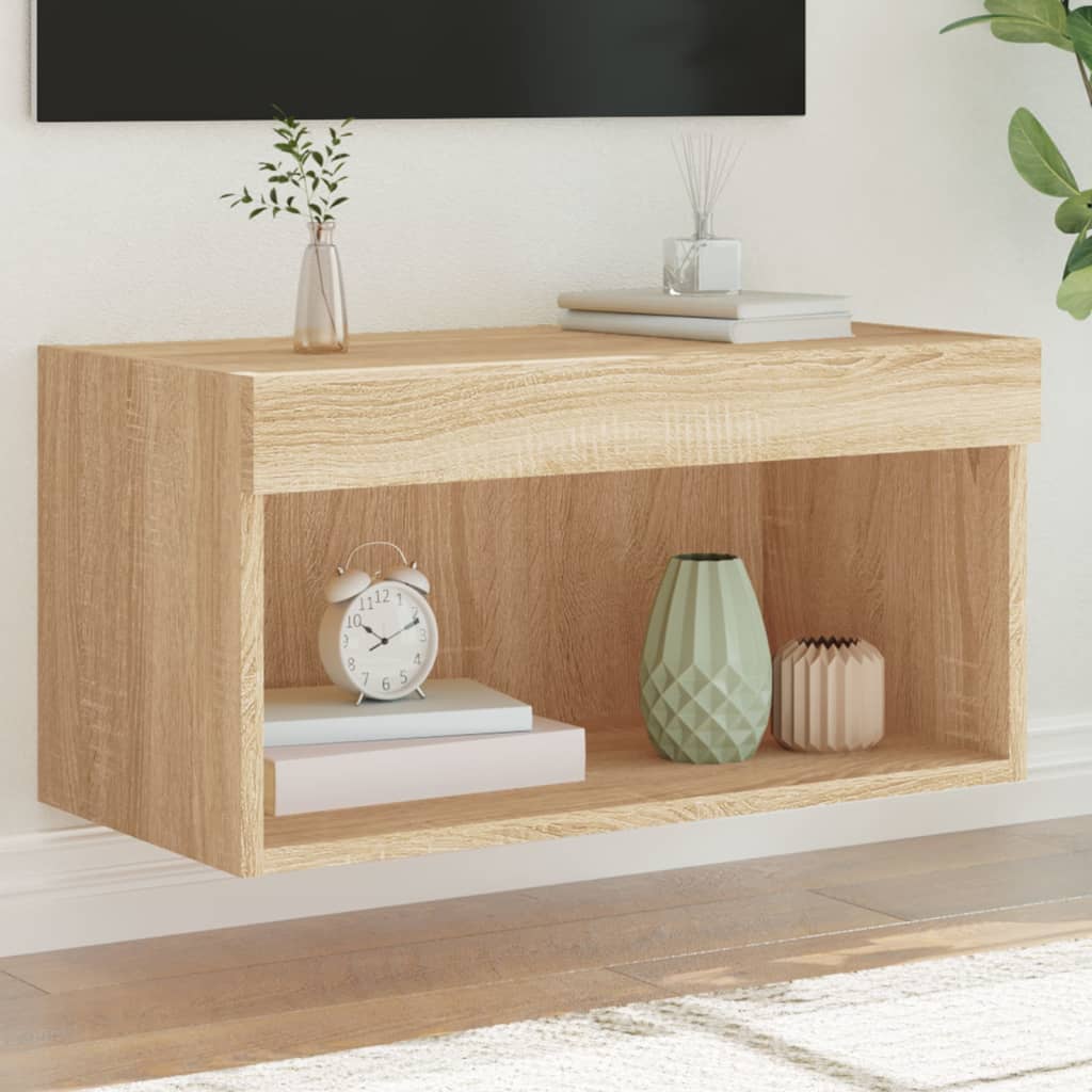 TV Cabinet with LED Lights Sonoma Oak Finish 60 x 30 x 30 cm