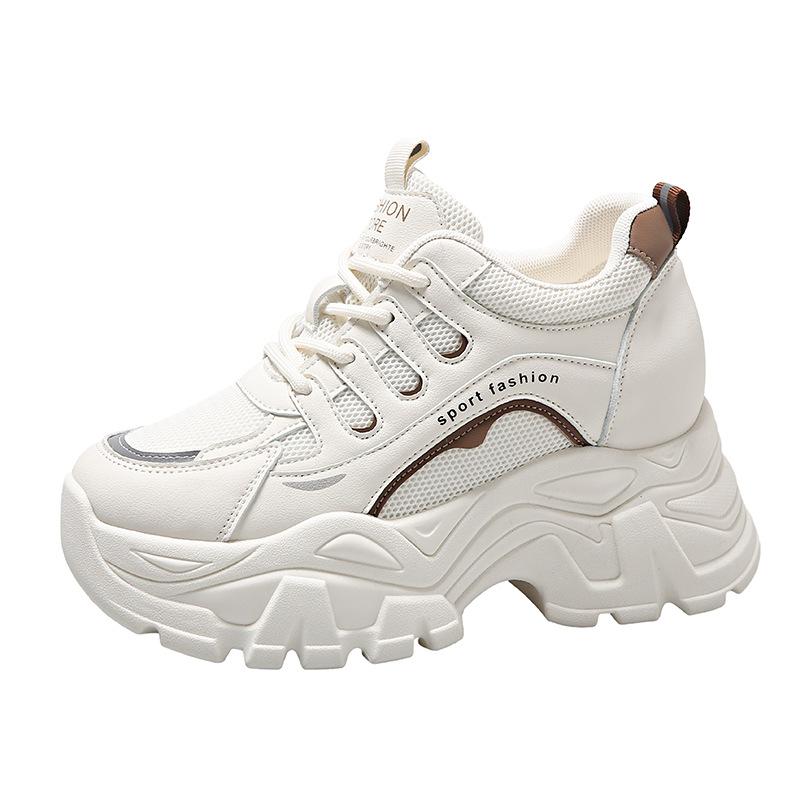 Модные женские вулканизированные туфли 202 Новый стиль Внутренний рост Увеличивающий Универсальный Повседневный Толстая подошва Спортивные женские туфли
