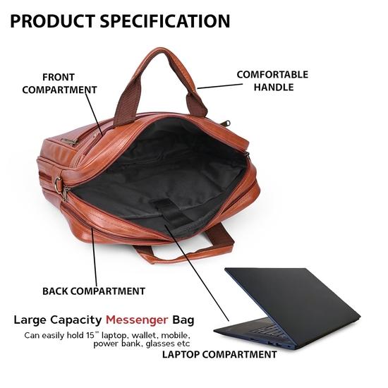 ADISA Laptop Messenger Office Bag Briefcase for Work for Men (LB6051-TAN)