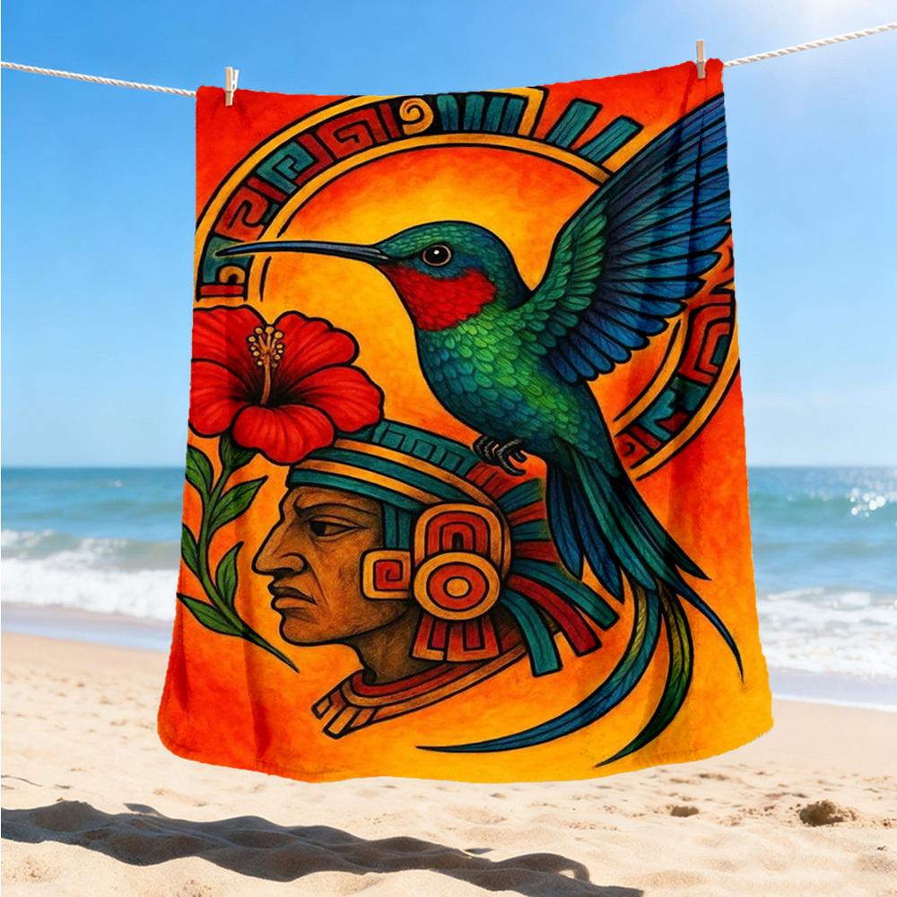 1pc Hummingbird Design Throw Blanket Polyester Fiber, Lightweight Flannel, Soft & Warm, All Season Use for Outdoor, Camping Digital Print