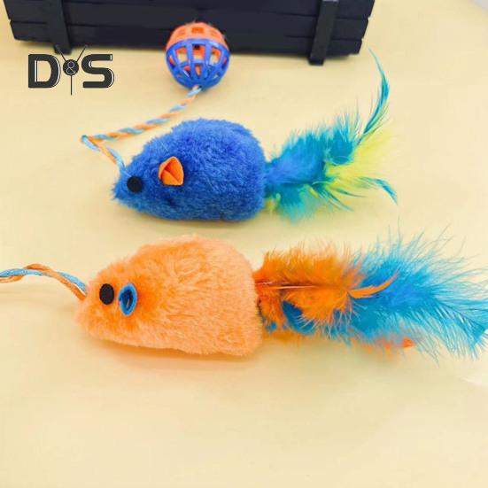 Интерактивная игрушка-мышка для кошек с колокольчиками, имитация плюшевой мыши, жевательная игрушка для кошек, пушистая игрушка-колокольчик для кошек, живущих в помещении