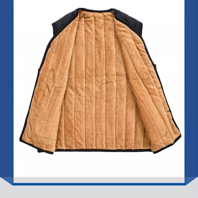 Мужской вельветовый повседневный жилет на осень и зиму большого размера, теплый жилет для пап