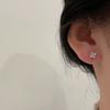 S925 Sterling Silver Mini Clover Stud Earrings Women's Exquisite Compact Temperamental High-Grade Earrings Zircon Simple Earrings
