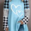 Women's Casual Long-sleeved T-shirt with a Heart-shaped Pattern, Made of Polyester Knitted Fabric, Round Neck Design, Autumn and Winter Series