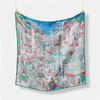 53CM Twill Silk Scarves Women Big City Print Square Scarves Wraps Bandana Small Hijab Foulards Ladies Tie Headband Neckerchief