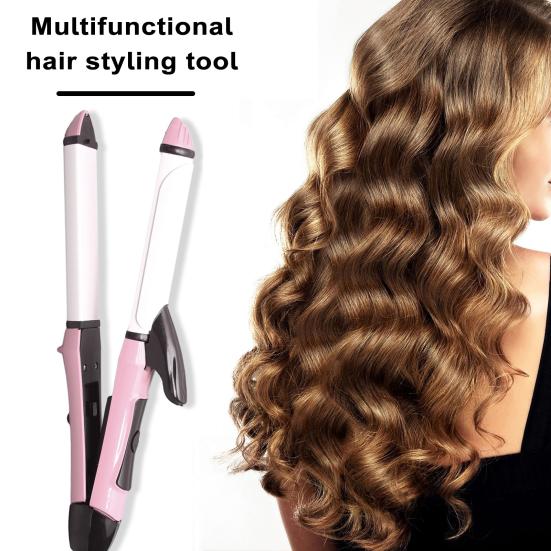 Выпрямитель для волос с плоским утюгом и пластиной с керамическим покрытием, быстрый нагрев, 2-в-1, многофункциональная укладка волос без вьющихся волос, бигуди, профессиональный утюжок для волос