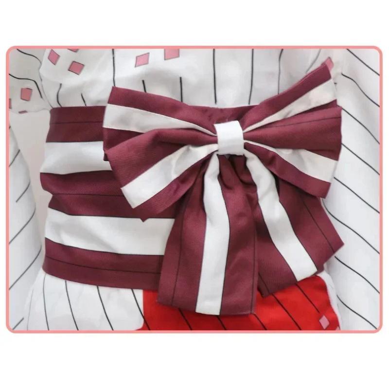 Аниме Demon Slayer Kimetsu No Yaiba Kamado Nezuko Косплей Костюм Парик Сабо Белое пятно крови Кимоно Хэллоуин Униформа Костюм