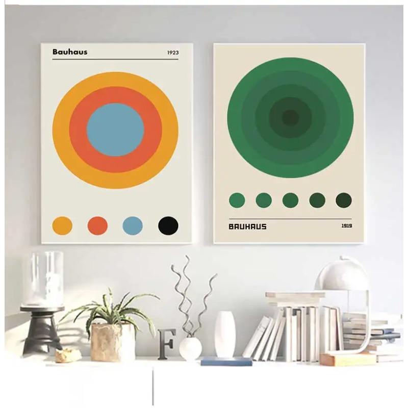 Bauhaus modern geometric abstract sun display nordic wall art painting on canvas poster and printing photos for living room