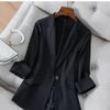 Весенне-летнее корейское тонкое женское пальто с карманами, повседневное модное черное офисное женское пальто, деловое тканевое пальто