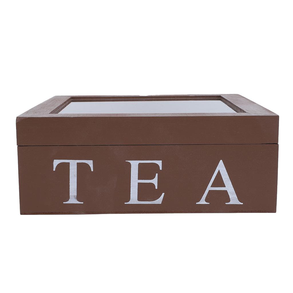 Wooden Tea Storage with Clear Acrylic Top Window 9 Compartments Eco Friendly Tea Bag Holder Multi Functional Storage Box