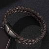 New Vintage Men Jewelry Genuine Leather Braid Charm Bracelet Buckle Clasps Fashion Men Bracelets & Bangles BB0508