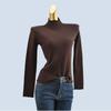 Half Turtleneck Slim Solid Color Long Sleeve Brown Knitting Sweater Basic Style Pullover Soft Glutinous Tops Find Bottom Shirt