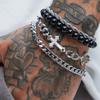 A Set of Three Stylish and Trendy Punk Casual Street Hip-Hop Bracelets Featuring Cross, Crown, and Bead Chain Designs,Perfect for Men To Wear On Dates