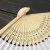 Hand Held Fans White Silk Bamboo Folding Fans Handheld Folded Fan for Wedding, Party, DIY Decoration