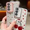 Чехол Bowknot Cherry Print Clear Slim для Samsung S25 Ultra S24 FE S23 A56 A36 A16 A55 A15 A26, мягкая силиконовая противоударная пленка для объектива, чехол для телефона