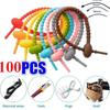100PCS Silicone Reusable Cable Wire Organizer Winder Storage Holder Bag Ties Cord Bag Clip Food Saver Earphone Line Tidy Clips