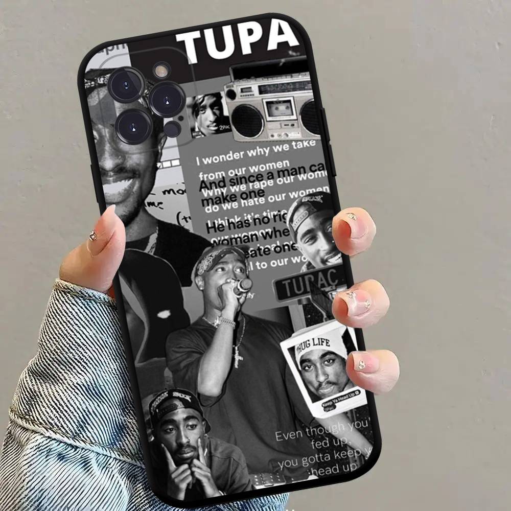 Чехол для телефона из черного силикона TPU с изображением рэпера 2Pac, певца Tupac, для iPhone 17 Air 16 15 14 13 12 Pro 11 Pro Max Plus