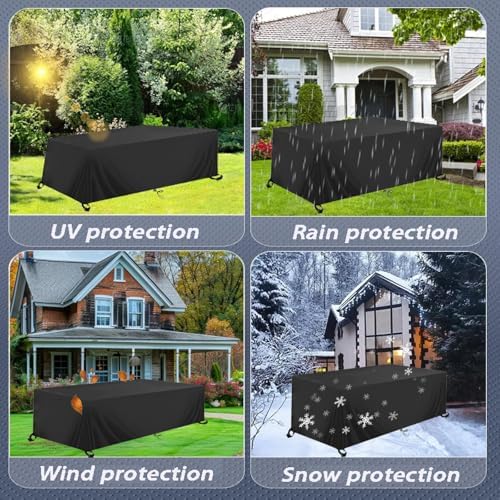 Waterproof Outdoor Furniture Cover 310x150x105cm Rectangular Patio Table Cover Anti-UV 600D Oxford Garden Furniture Rain Dust Protection