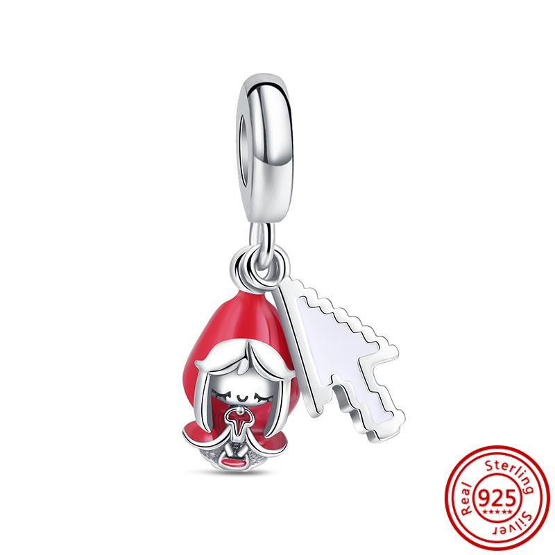 S925 серебро лист лотоса птица замок кулон пчела-бабочка дерево тонкие бусины подходят оригинальный браслет-подвеска DIY ювелирные изделия