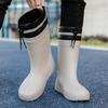 Water Shoes High-end Medium Tube Flat-soled Rain Shoes Men's Waterproof Elastic Bundle Fixed Cotton Lint Rain Boots Waterproof Rubber Shoes