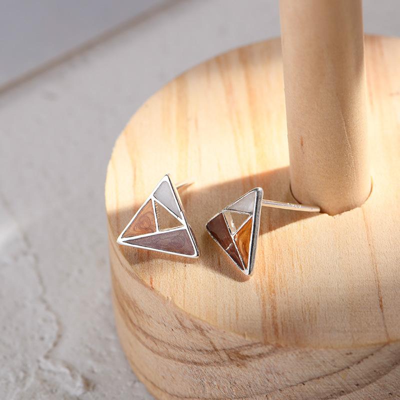 Triangular Stud Earrings Women's Minimalist Niche Temperament Colored Epoxy Geometric Ear Jewelry Fashion