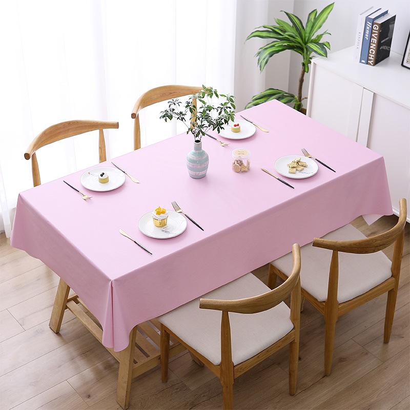 Waterproof and Oil-proof Solid Color PVC Table Cloth Anti-scalding and Washable Plaid Table Cloth Simple Rectangular Round Table Cover Cloth