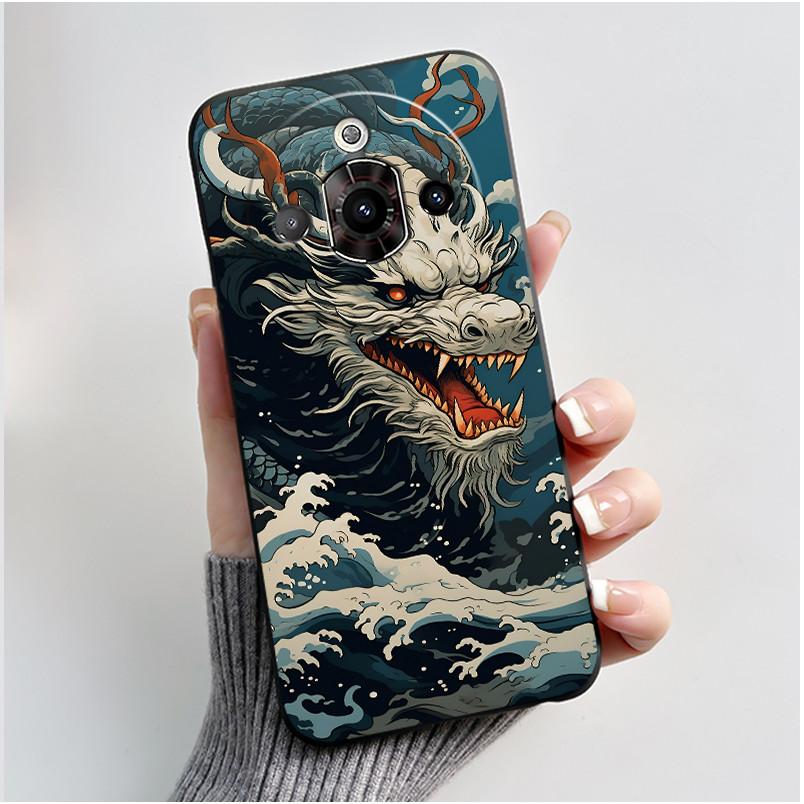 For ZTE Nubia Focus Pro 5G Case Z2351N Luxury Cute Heart Rabbit Soft TPU Silicon Matte Black Phone Casing Shockproof Back Cover