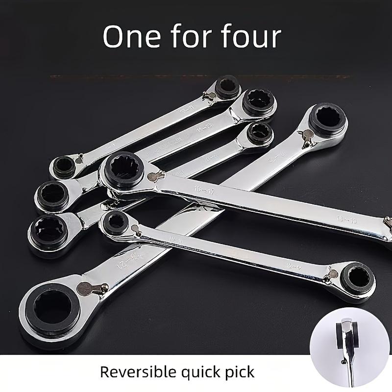 1 Лучший 4 72-зубцовый регулируемый храповый ключ с четырьмя вариантами использования, Быстрый ключ, кованый из CR-V, водонепроницаемый, устойчивый к ржавчине, из хром-ванадиевой стали, подходит для электрических работ