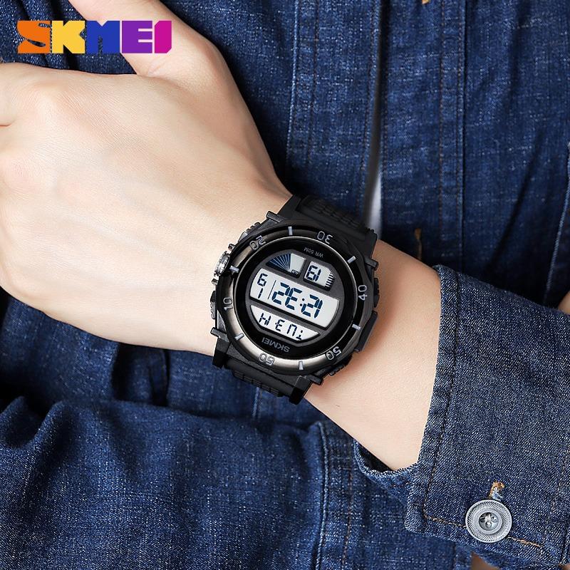 Skmei Часы для мужчин спортивные часы цифровые водонепроницаемые часы обратный отсчет из нержавеющей стали модные наручные часы наручные часы мужские часы 2099