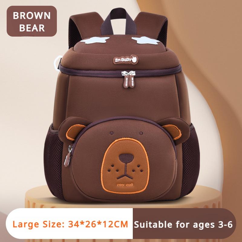 Autumn Winter New Kindergarten Schoolbag Three-dimensional Cartoon Lion Cat SBR Waterproof Satchel Lightweight Bucket Backpack for Boy 1-6 Years Old