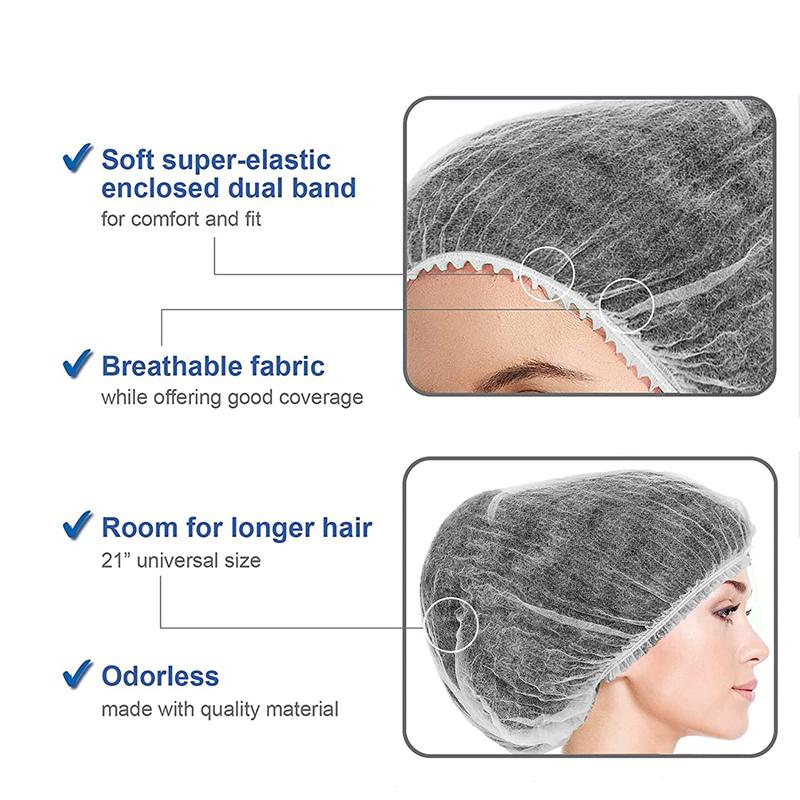 100PCS Disposable Caps Non-woven 21 Inch Bouffant Hair Net Caps Elastic Head Cover Cap for Beauty Kitchen Food Salon Bath Hats