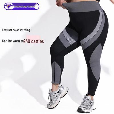 2025 Дышащие леггинсы для йоги больших размеров с высокой талией и цветными блоками: Бесшовные спортивные леггинсы с эффектом подтяжки ягодиц, длинные в полоску для женщин