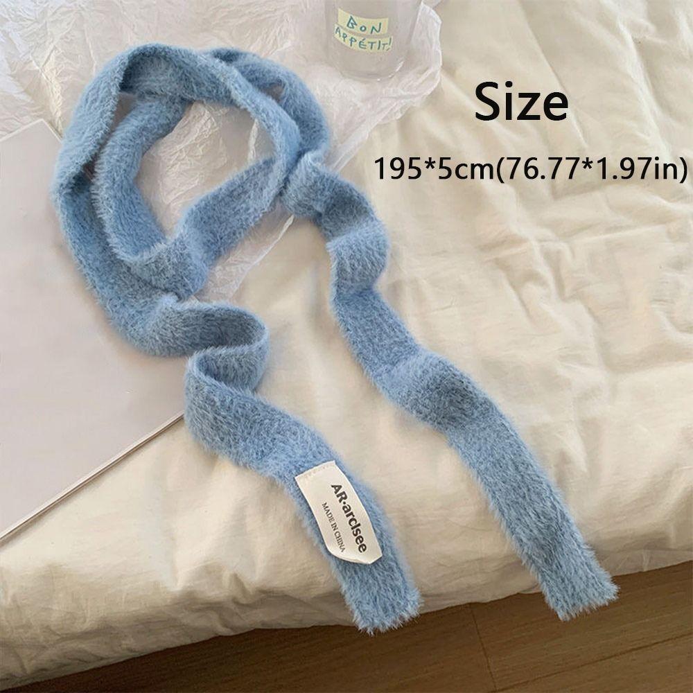 Solid Color Long Strip Scarf Plush Mohair Women Scarf New Y2K Girl Scarf Outdoor