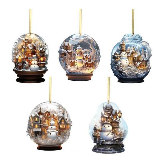 Подвеска в виде снеговика Yousheng Christmas, 2D, плоская акриловая подвеска, прозрачный шар, подвеска в виде снеговика для каминной двери рождественской елки