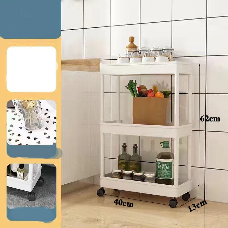 Тележка для хранения, многофункциональная, большая вместимость, экономия места, 3/4-уровневая передвижная напольная передвижная вертикальная полка для хранения для кухни