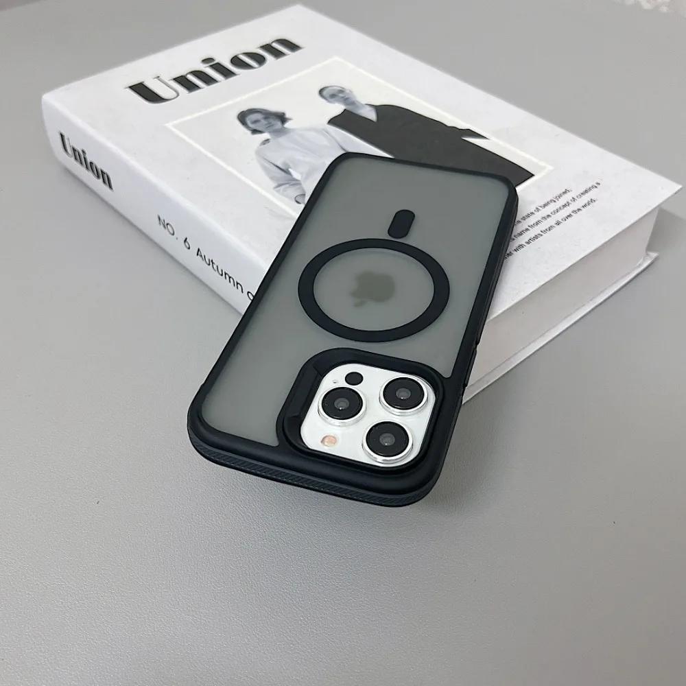 Роскошный магнитный цветной матовый полупрозрачный бронированный противоударный чехол для iPhone 11 12 13 14 15 16 ProMax Magsafe Wireless Charge Cover