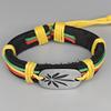 Ямайский красно-желто-зеленый кожаный браслет - Хип-хоп уличные танцы колор-блок мужской