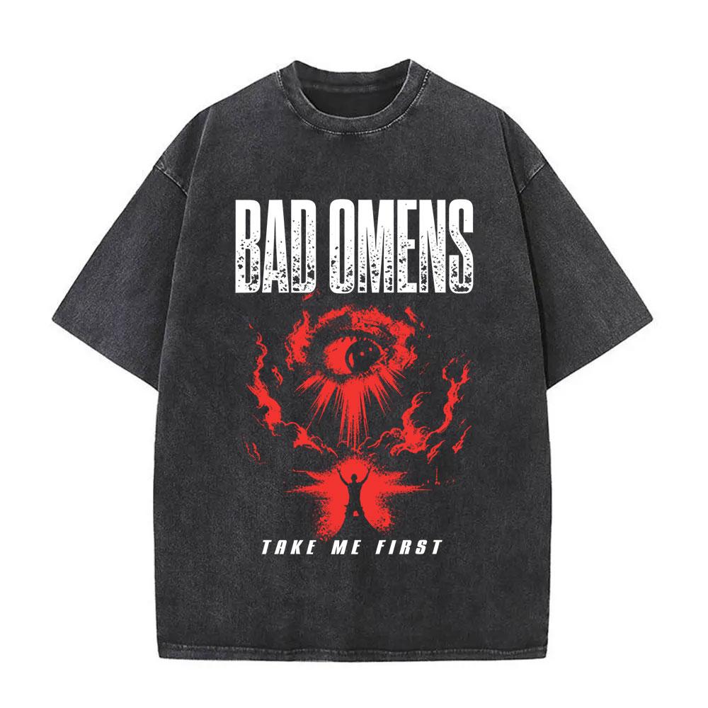 Rock Band Bad Omens Vintage Washed T Shirt Women Casual Retro Cotton T-shirt Women's Clothing Hip Hop Gothic Oversized Tshirt