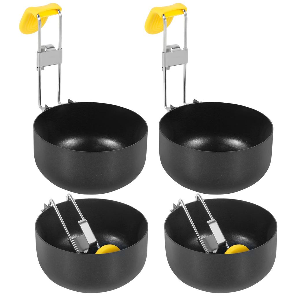 4Pcs Hang Ear Egg Cooker Foldable Removable Handle Eared Egg Cooker Non-stick Egg Boiling Spoon for Cooking Kitchens Accessories
