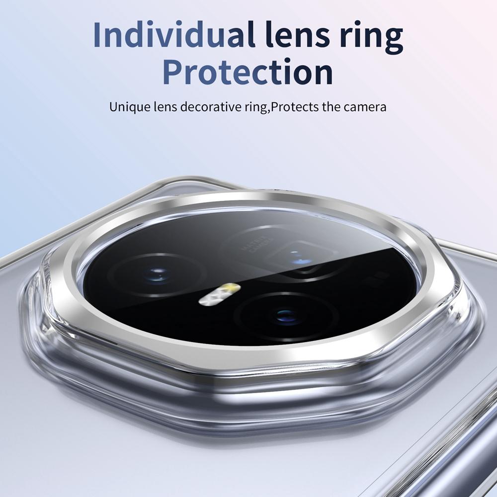 KEYSION Прозрачный чехол для Huawei HONOR Magic V3 Hard PC Metal Kickstand Противоударный чехол для телефона со стеклянным защитным экраном